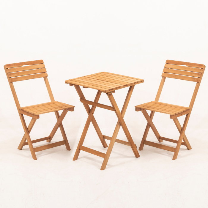 Set masuta si 2 scaune gradina MY001A, 3 piese, crem + natural, 50x50x72 cm [3]