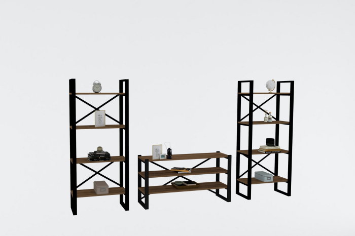Set mobila TV si biblioteca EGZOTIK, 3 piese, 120x32x58,5 cm [1]
