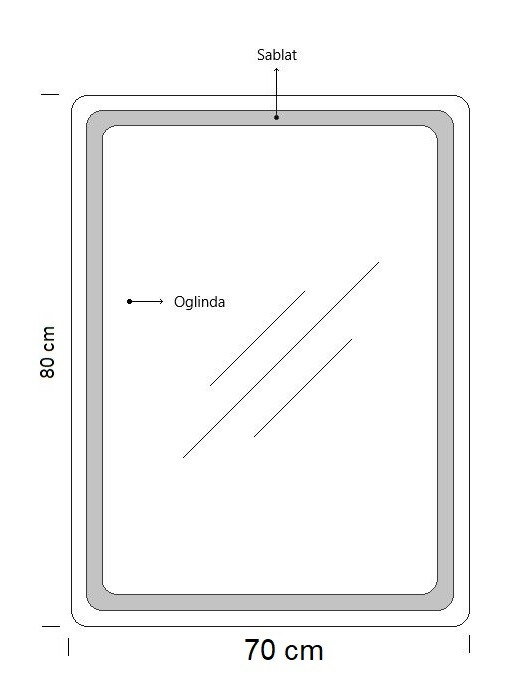 Set Baza front MDF cu Lavoar si Oglinda cu iluminare LED, seria 009, suspendata, cu sertare, 70 cm, alb [12]