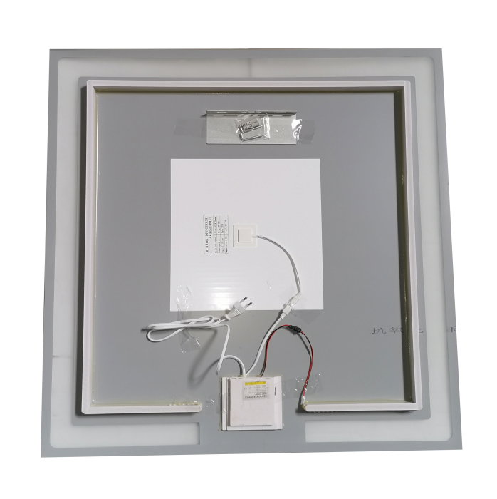 Set Baza front MDF cu Lavoar si Oglinda cu iluminare LED, seria 009, suspendata, cu sertare, 80 cm, alb [11]