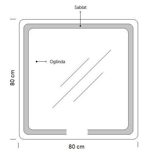Set Baza front MDF cu Lavoar si Oglinda cu iluminare LED, seria 009, suspendata, cu sertare, 80 cm, alb [12]