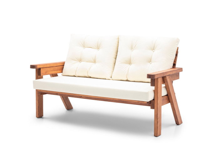 Set mobilier de gradina cu masuta ABANT 3+1+1, 4 piese, crem + nuc, 161x80x88 cm [2]