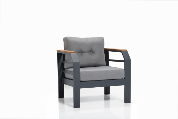Set mobilier de gradina cu masuta ASSENTO 2+1+1+S, 4 piese, gri + negru, 137x67x77 cm [3]