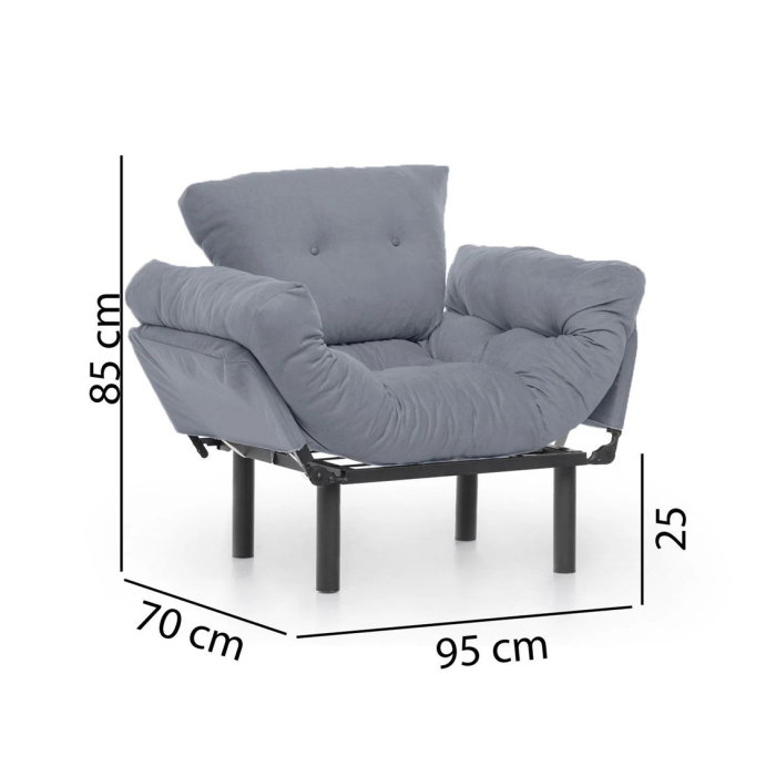 Set NITTA 2-1-1, canapea extensibila 3 locuri si 2 fotolii extensibile, gri [5]