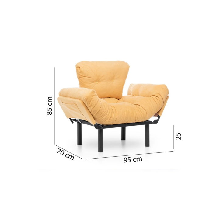 Set NITTA 3-2-1, canapea extensibila 3 locuri, canapea extensibila 2 locuri si fotoliu extensibil, mustar [11]