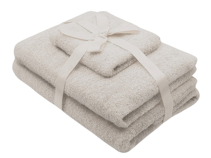 Set prosoape 3 piese 500 gsm (fata, maini, corp) Crem , SomnART [1]