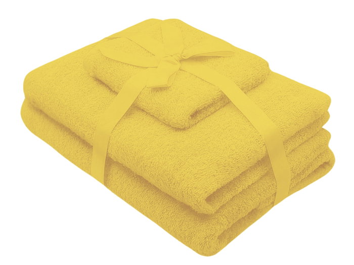 Set prosoape 3 piese 500 gsm (fata, maini, corp) Galben, SomnART [1]