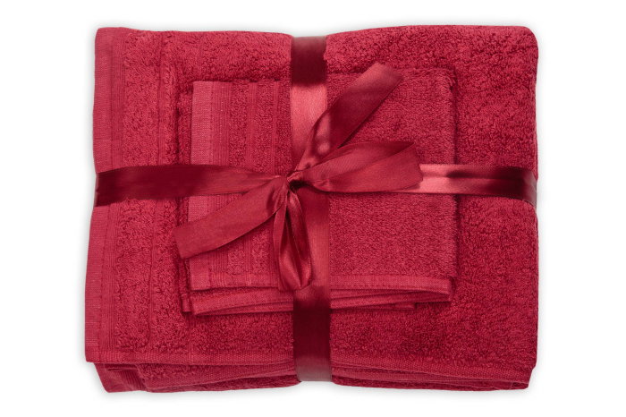 Set prosoape bumbac Domine 600gsm de fata 50x90 cm + de corp 70x140 + de maini 30x50 cm, bordeaux [3]