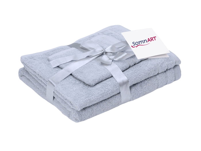 Set prosoape bumbac Somnart, 600gsm, de fata 50x90 cm + de corp 70x140 + de maini 30x50 cm, gri [1]