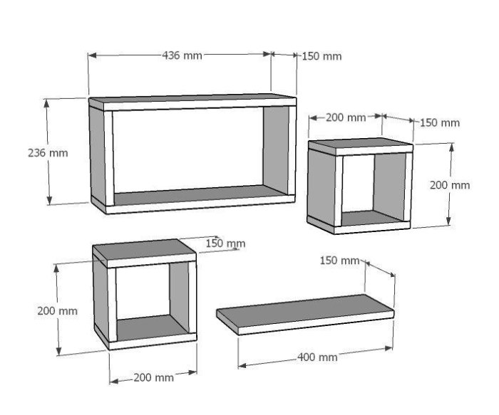 Set rafturi suspendate BABI, 24x15x44 cm [5]