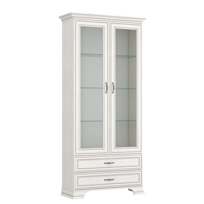 Vitrina cu 2 usi si 2 sertare TIFFANY II, geam, crem fineline, 99x39,9x212,1 cm [1]