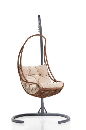 Balansoar de gradina FLORYA, 1 loc, maro deschis + negru, 120x60x200 cm