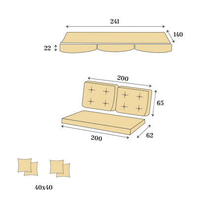 Balansoar de gradina LUNA DELUXE 2600, 3 locuri, 243x139x195 cm [11]