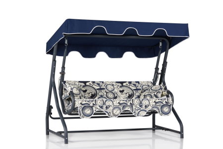 Balansoar de gradina OLEA 6, 3 locuri, albastru + crem, 200x110x165 cm