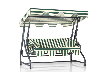 Balansoar de gradina RUTA 17, 3 locuri, verde + crem, 200x110x165 cm