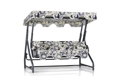 Balansoar de gradina RUTA 4, 3 locuri, negru + crem, 200x110x165 cm