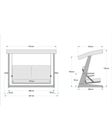 Balansoar de gradina VIVA 2400, 3 locuri, 237x100x175 cm [12]