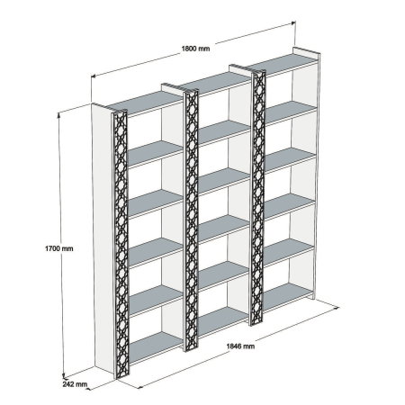 Biblioteci - Biblioteca CITY 3, 184,6x24,2x170 cm