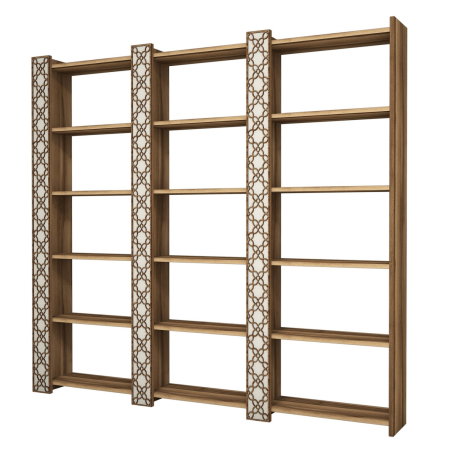 Biblioteca CITY 3, nuc + crem, 184,6x24,2x170 cm