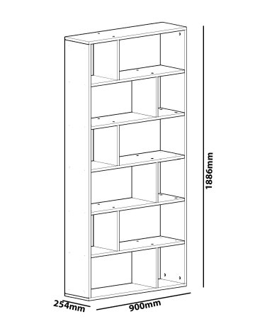 Biblioteci - Biblioteca FORM, 90x25,4x188,6 cm