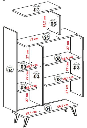 Biblioteca FORM, 90x32x132 cm [6]