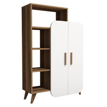 Biblioteca FORM, nuc + alb, 90x32x132 cm