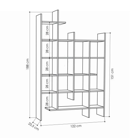 Biblioteci - Biblioteca MANCO, 122x25,5x188 cm