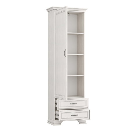 Colectia TIFFANY - Biblioteca TIFFANY II, 1 usa, 2 sertare, crem fineline, 69x39,9x212,1 cm