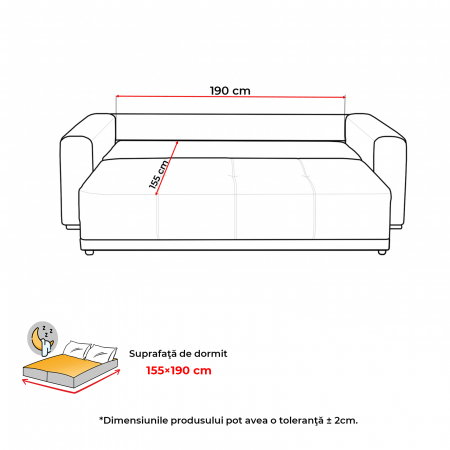 Canapea extensibila BERNA SL, 3 locuri, cu arcuri si lada depozitare, gri maroniu, 238x108x77 cm - ExpoMob [10]