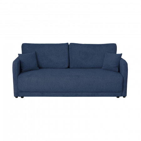 Canapea extensibila BERNA S, 3 locuri, cu arcuri si lada depozitare, albastru, 210x110x93 cm
