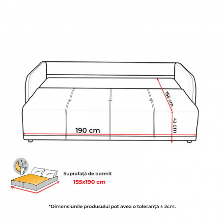 Canapea extensibila BERNA S, 3 locuri, cu arcuri si lada depozitare, 210x110x93 cm [10]