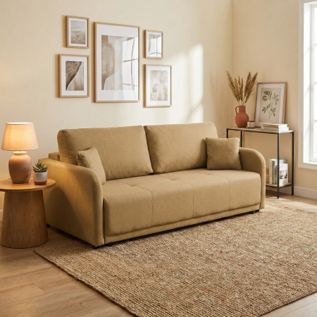 Canapea BERNA S extensibila, 3 locuri, cu arcuri si lada depozitare, 210x110x90 cm - ExpoMob [5]