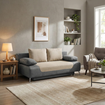 Canapea DARIA extensibila, 3 locuri, cu arcuri si lada depozitare, 195x98x74 cm - ExpoMob [5]