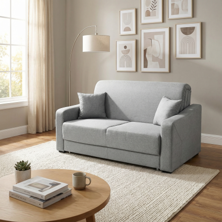 Canapea extensibila ASTI, 2 locuri, cu arcuri si lada depozitare, gri, 155x100x90 cm [6]