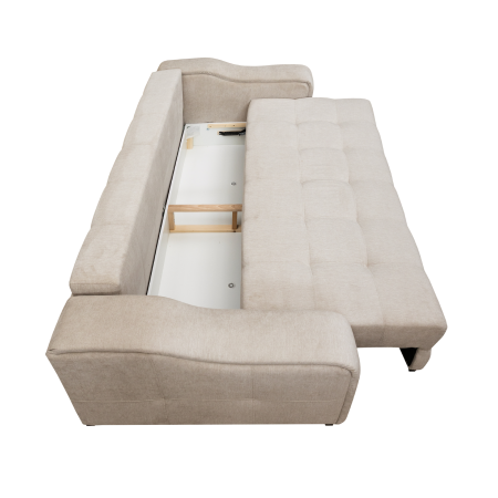 Canapele Moderne - Canapea extensibila ATENA, 3 locuri, cu arcuri si lada depozitare, bej, 250x120x100 cm