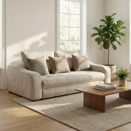 Canapea extensibila ATENA, 3 locuri, cu arcuri si lada depozitare, bej, 250x120x100 cm [6]