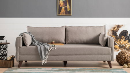 Canapea extensibila BELLA, 3 locuri, crem, 208x81x85 cm