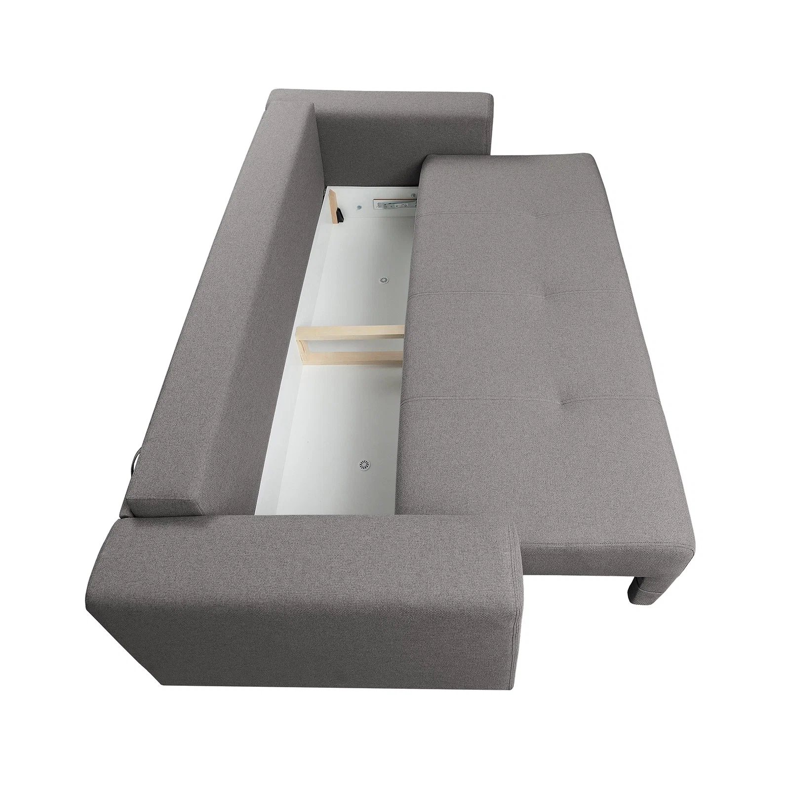 Canapea extensibila BERNA SL, 3 locuri, cu arcuri si lada depozitare, gri maroniu, 238x108x77 cm - ExpoMob [4]