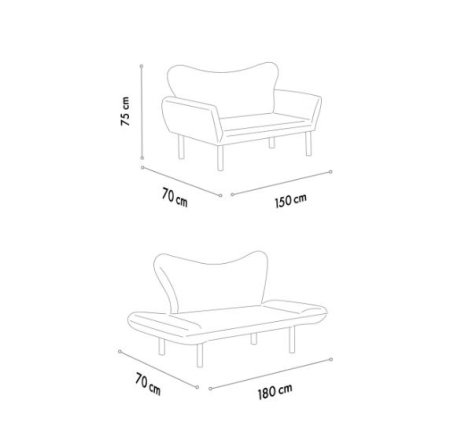 Canapea extensibila CHATTO, 2 locuri, 150x75x70 cm [11]