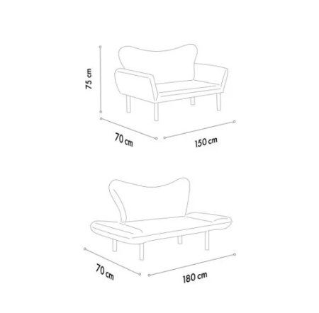 Canapea extensibila CHATTO, 2 locuri, 150x75x70 cm [9]