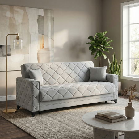 Canapea extensibila HEGEL, 3 locuri, cu arcuri si lada pentru depozitare, 228x85x85 cm - ExpoMob [4]