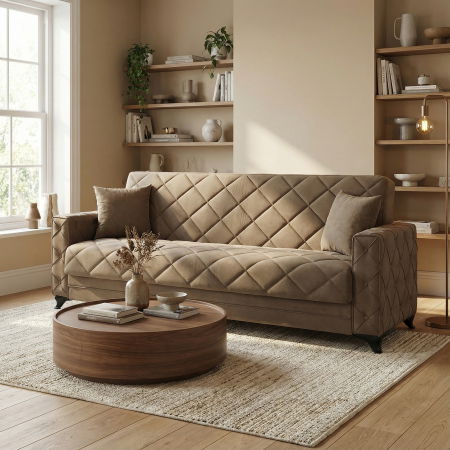 Canapea extensibila HEGEL, 3 locuri, cu arcuri si lada pentru depozitare, 228x85x85 cm - ExpoMob [4]