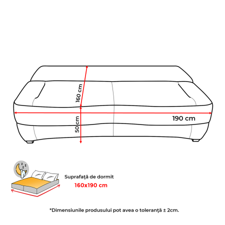 Canapea extensibila LOTUS, 3 locuri, cu arcuri si lada depozitare, bej, 200x100x90 cm [8]