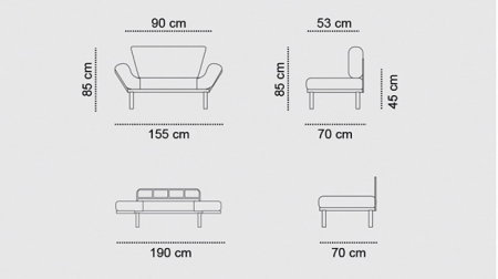 Canapea extensibila NITTA, 2 locuri, 155x70x85 cm [13]
