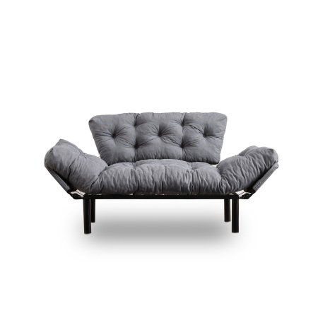 Canapea extensibila NITTA, 2 locuri, gri, 155x70x85 cm