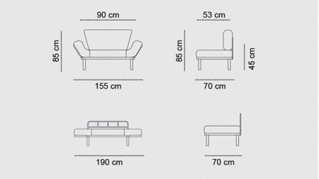 Canapea extensibila NITTA, 2 locuri, 155x70x85 cm [4]