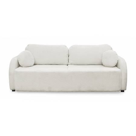 Canapea extensibila NOVA, 3 locuri, cu arcuri si lada depozitare, bej deschis + alb, 226x103x90 cm