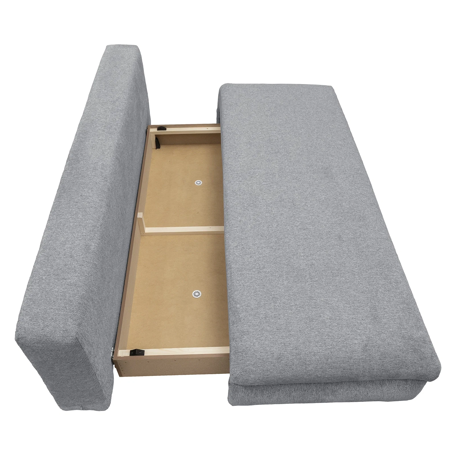 Canapea extensibila OLIMP, 3 locuri, cu arcuri si lada depozitare, bej inchis, 203x100x85 cm [4]