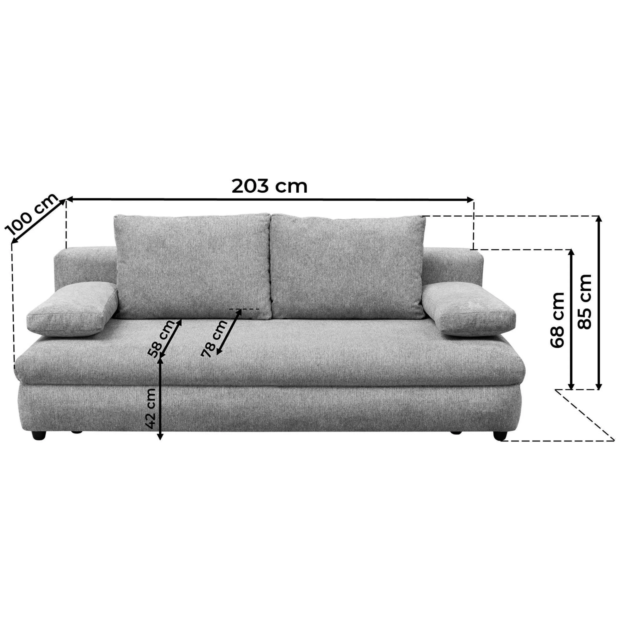 Canapea extensibila OLIMP, 3 locuri, cu arcuri si lada depozitare, bej inchis, 203x100x85 cm [10]