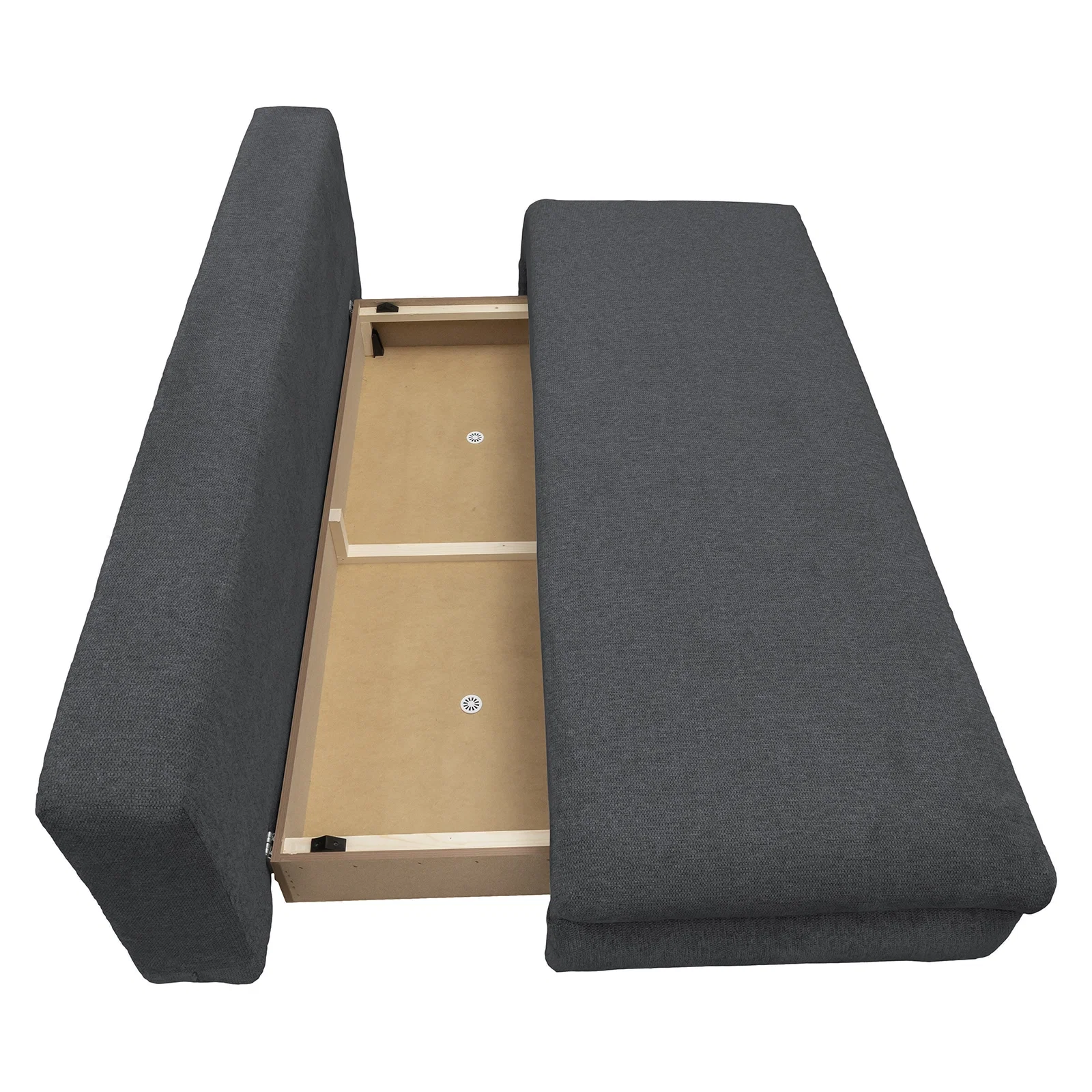 Canapea extensibila OLIMP, 3 locuri, cu arcuri si lada depozitare, bej inchis, 203x100x85 cm [4]